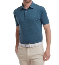 FootJoy Men's School Of Fish Print Lisle Golf Polo Shirt -Golf Equipment Discount Store 0074832 footjoy mens school of fish print lisle golf polo shirt