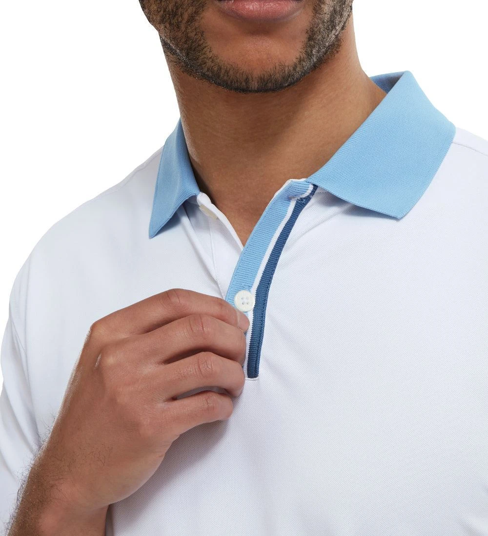 FootJoy Men's Solid Stripe Placket Pique Golf Polo Shirt 17 FootJoy Men's Solid Stripe Placket Pique Golf Polo Shirt - Image 15
