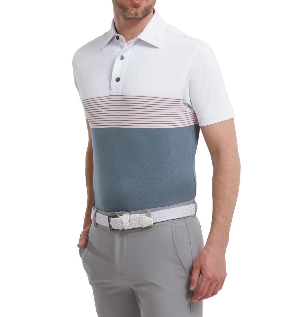 FootJoy Men's Colour Block Pique Golf Polo Shirt 12 FootJoy Men's Colour Block Pique Golf Polo Shirt - Image 10