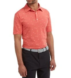 FootJoy Men's School Of Fish Print Lisle Golf Polo Shirt -Golf Equipment Discount Store 0078857 footjoy mens school of fish print lisle golf polo shirt
