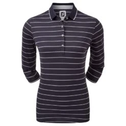 FootJoy Ladies 3/4 Sleeve Pinstripe Pique Golf Polo Shirt