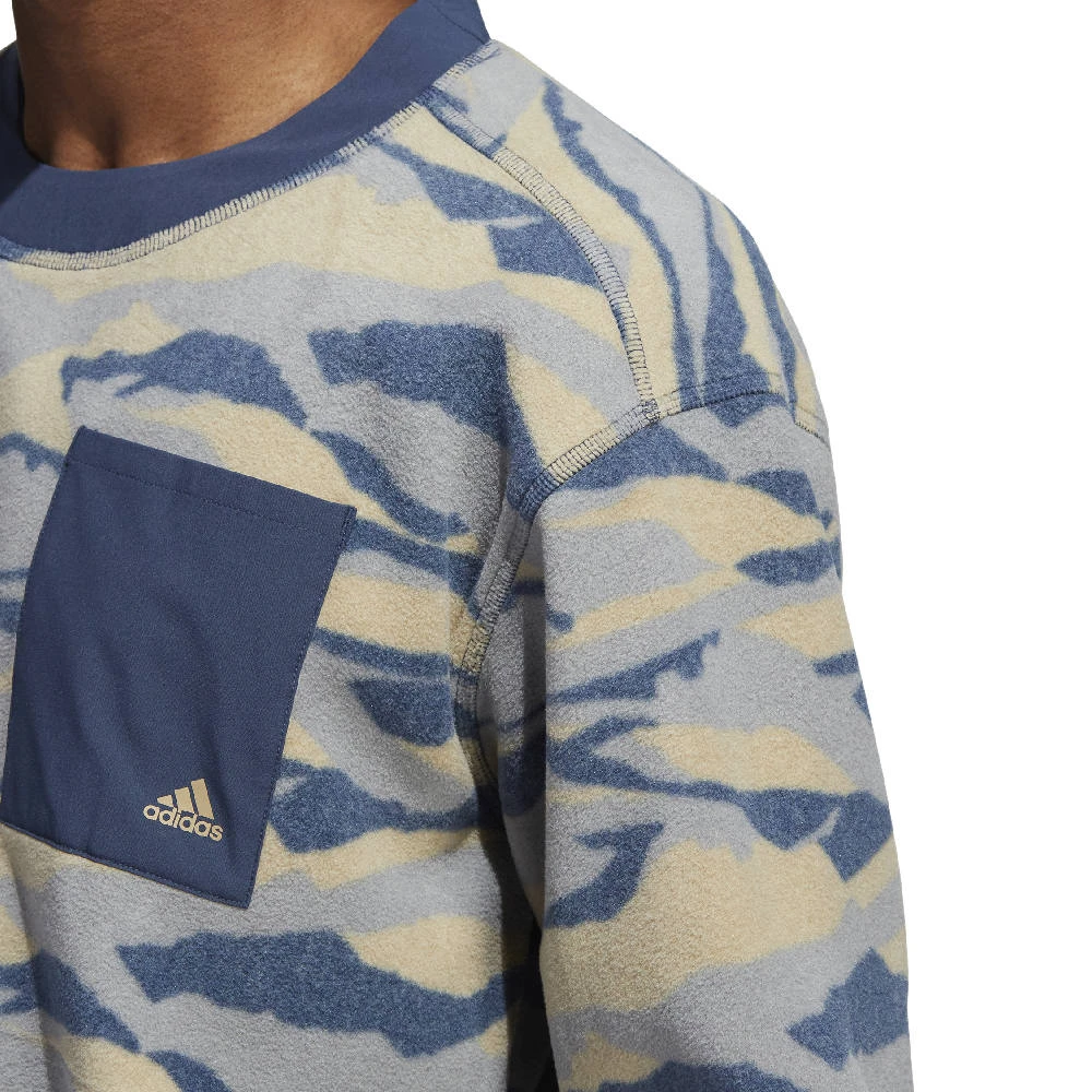 Adidas Men's Texture-Print Crew Golf Sweatshirt 5 Adidas Men's Texture-Print Crew Golf Sweatshirt - Image 3